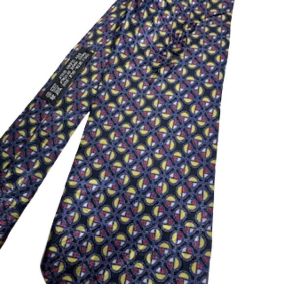 Brioni Blue/Yellow/Red Geometric Pattern Designer Tie - Picture 4 of 10